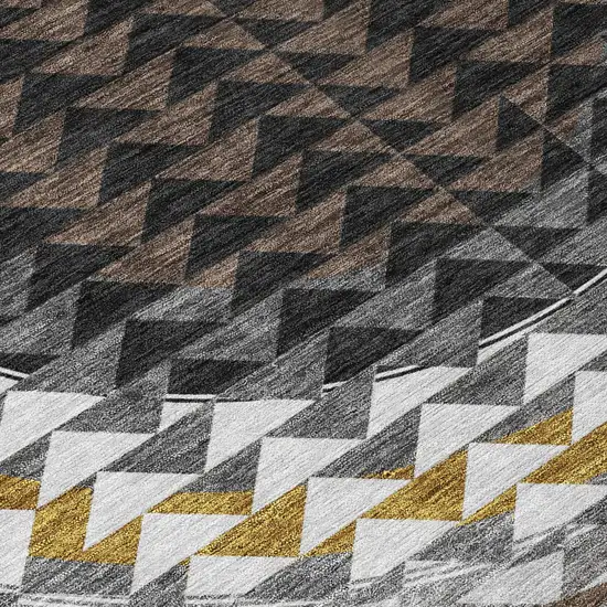 Black And Linen Geometric Washable Indoor Outdoor Area Rug Photo 8