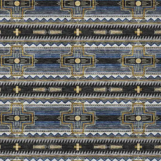 Black And Mauve Tribal Washable Indoor Outdoor Area Rug Photo 5