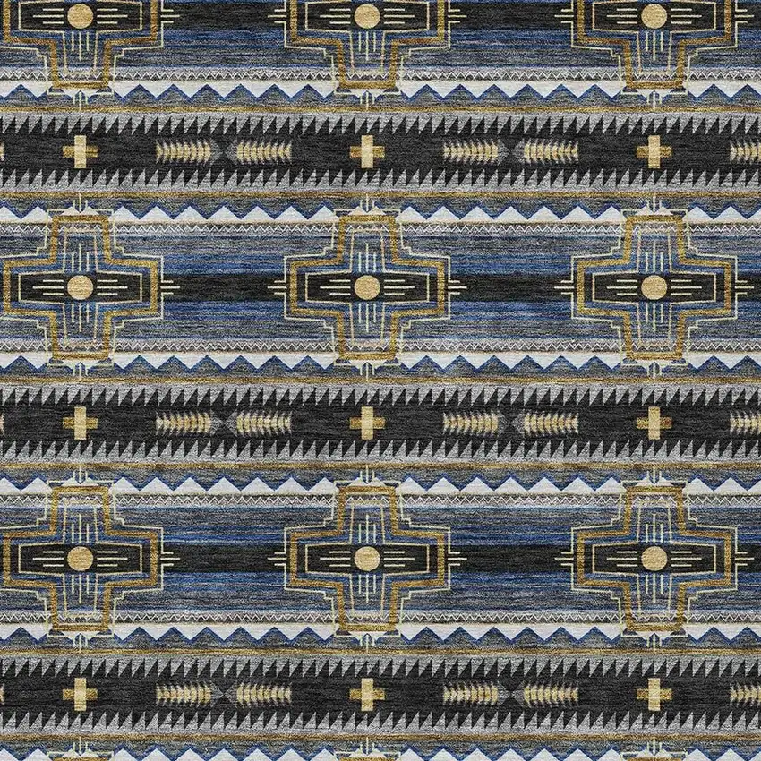 Black And Mauve Tribal Washable Indoor Outdoor Area Rug Photo 5