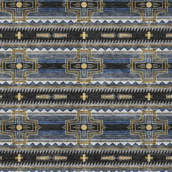 Black And Mauve Tribal Washable Indoor Outdoor Area Rug Photo 3