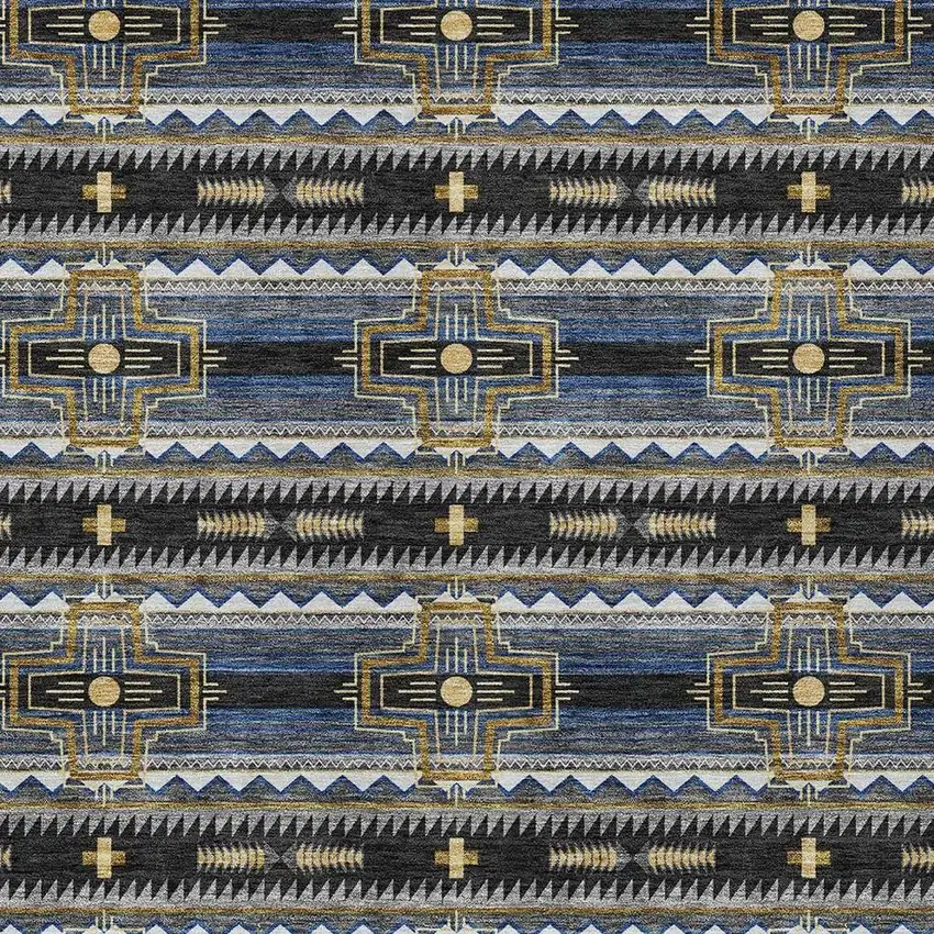 Black And Mauve Tribal Washable Indoor Outdoor Area Rug Photo 3