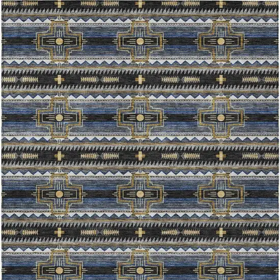 Black And Mauve Tribal Washable Indoor Outdoor Area Rug Photo 4