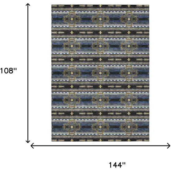 Black And Mauve Tribal Washable Indoor Outdoor Area Rug Photo 9