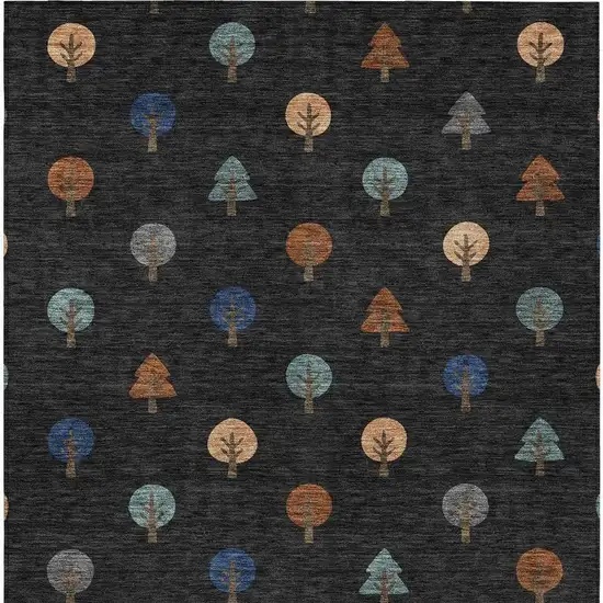 Black And Navy Blue Geometric Washable Indoor Outdoor Area Rug Photo 4