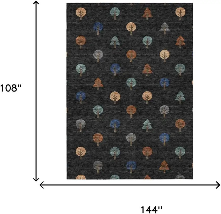 Black And Navy Blue Geometric Washable Indoor Outdoor Area Rug Photo 7