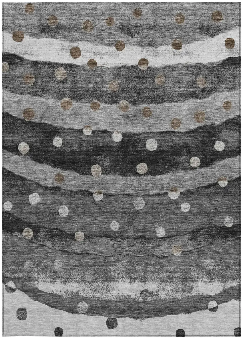 Black And Navy Blue Striped Washable Indoor Outdoor Area Rug Photo 4