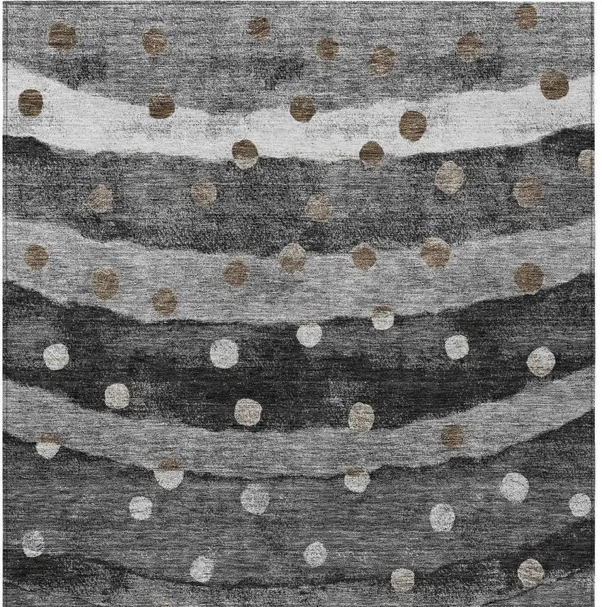 Black And Navy Blue Striped Washable Indoor Outdoor Area Rug Photo 4