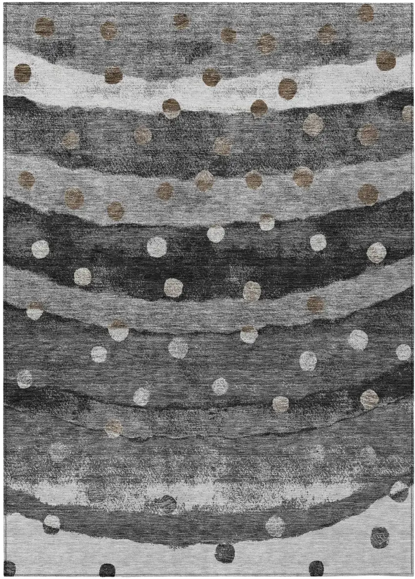 Black And Navy Blue Striped Washable Indoor Outdoor Area Rug Photo 2