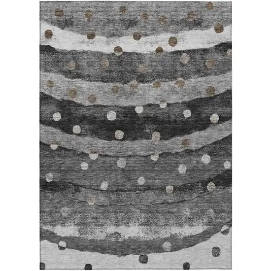 Black And Navy Blue Striped Washable Indoor Outdoor Area Rug Photo 2