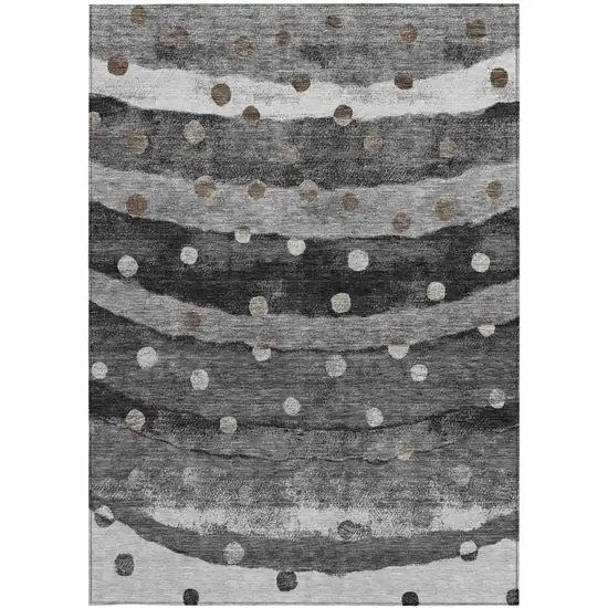 Black And Navy Blue Striped Washable Indoor Outdoor Area Rug Photo 4