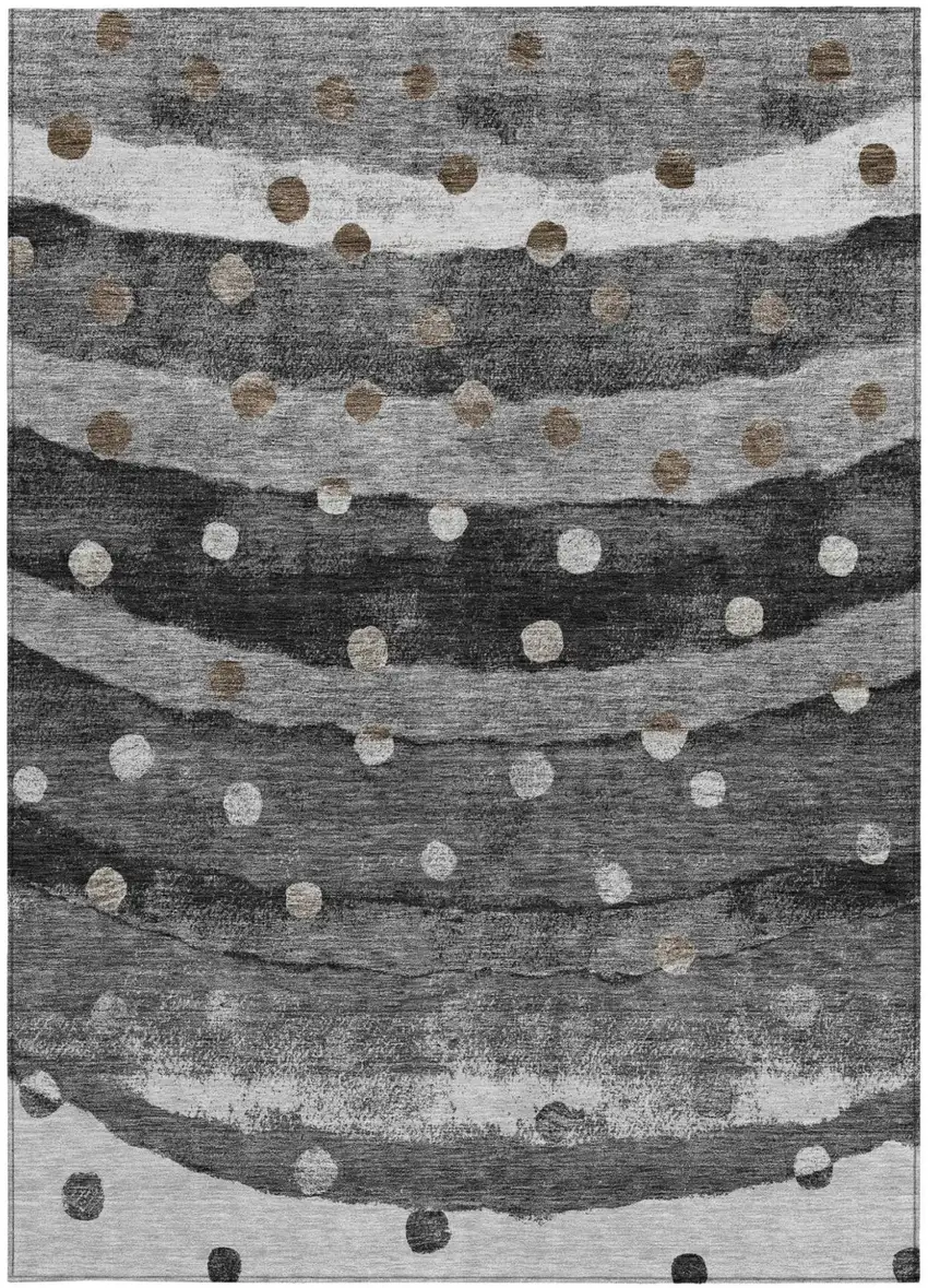 Black And Navy Blue Striped Washable Indoor Outdoor Area Rug Photo 3
