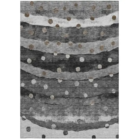Black And Navy Blue Striped Washable Indoor Outdoor Area Rug Photo 3