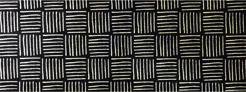 Black And Off White Abstract Machine Tufted Runner Rug With UV Protection Photo 3