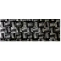 Photo of Black And Off White Abstract Machine Tufted Runner Rug With UV Protection