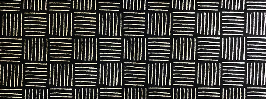 Black And Off White Abstract Machine Tufted Runner Rug With UV Protection Photo 4
