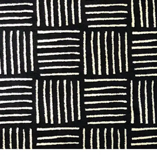 Black And Off White Abstract Machine Tufted Runner Rug With UV Protection Photo 5