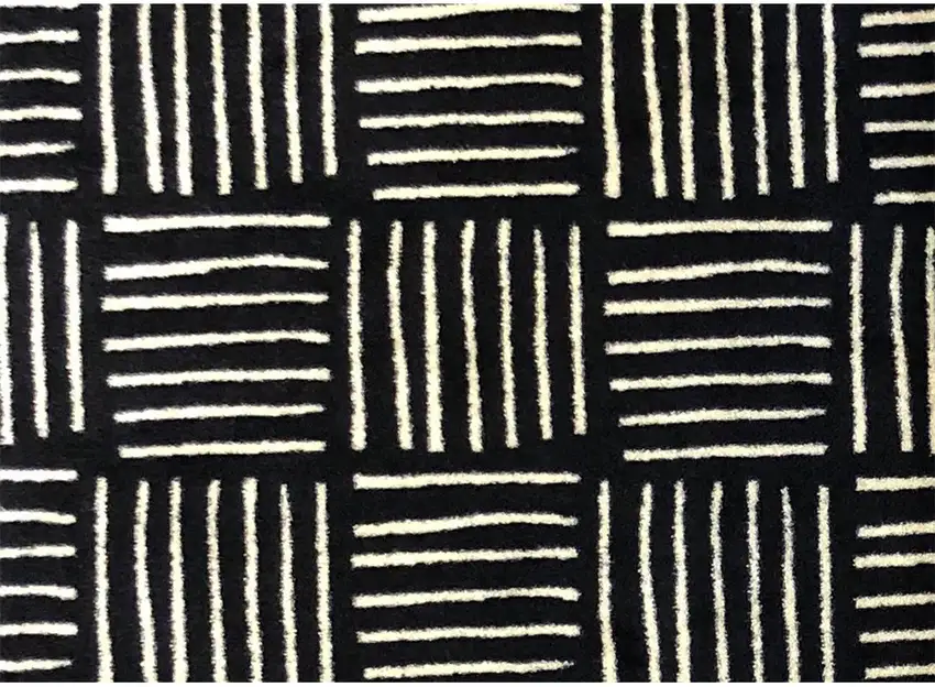 Black And Off White Abstract Machine Washable Area Rug With UV Protection Photo 1