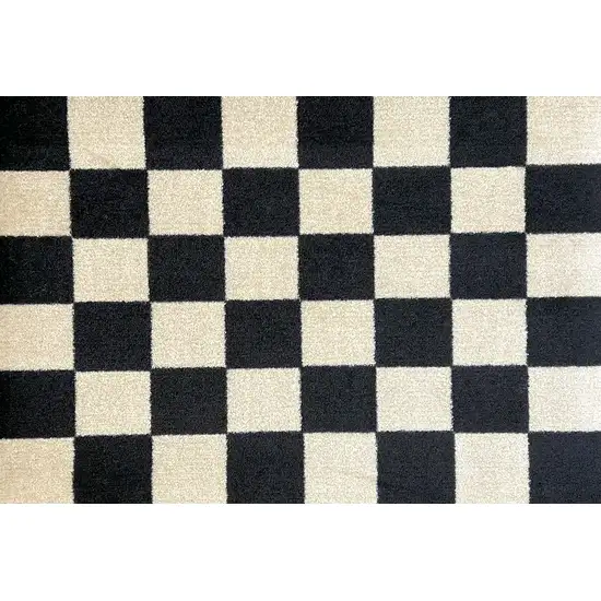Black And Off White Checkered Washable Area Rug With UV Protection Photo 2