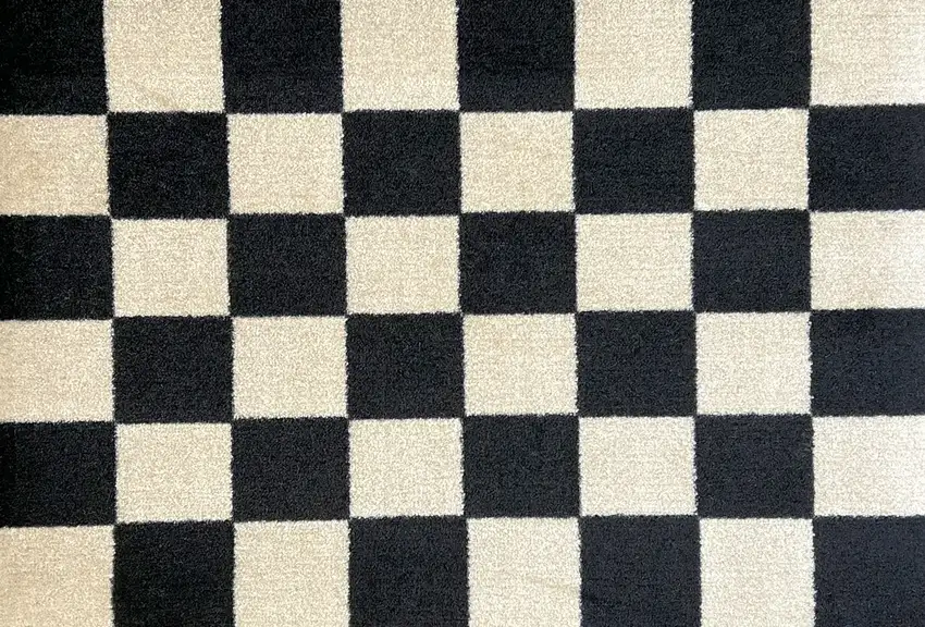 Black And Off White Checkered Washable Area Rug With UV Protection Photo 2