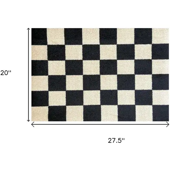 Black And Off White Checkered Washable Area Rug With UV Protection Photo 6