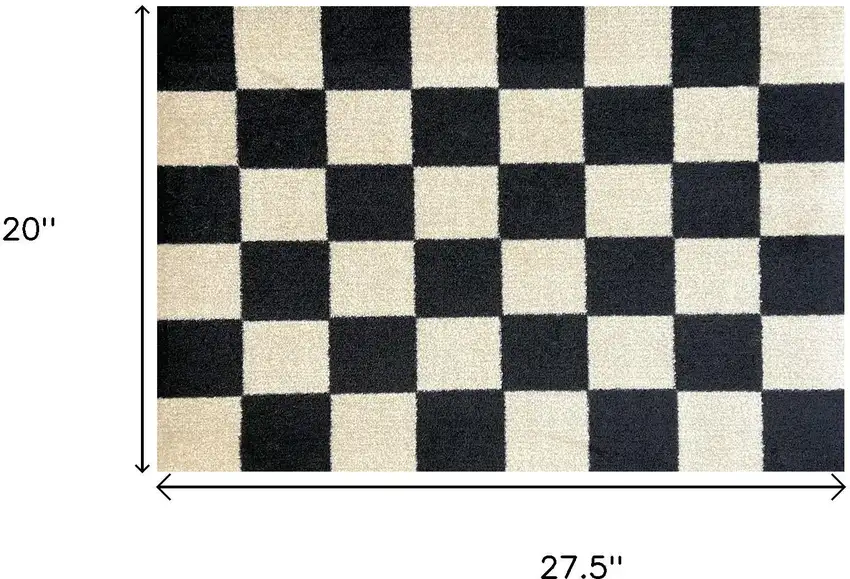 Black And Off White Checkered Washable Area Rug With UV Protection Photo 6