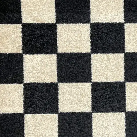 Black And Off White Checkered Washable Area Rug With UV Protection Photo 3