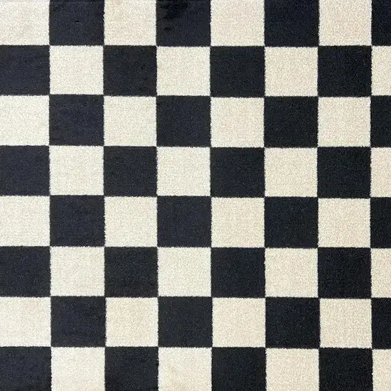 Black And Off White Checkered Washable Area Rug With UV Protection Photo 4