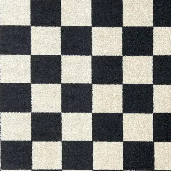 Black And Off White Checkered Washable Area Rug With UV Protection Photo 3