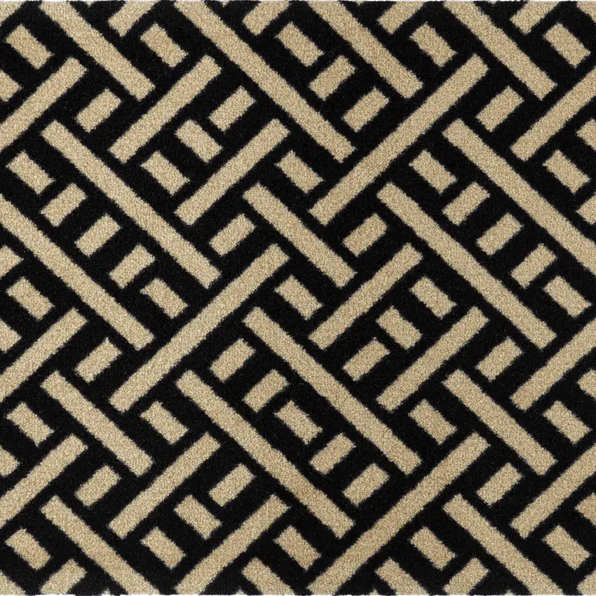 Black And Off White Checkered Washable Area Rug With UV Protection Photo 2