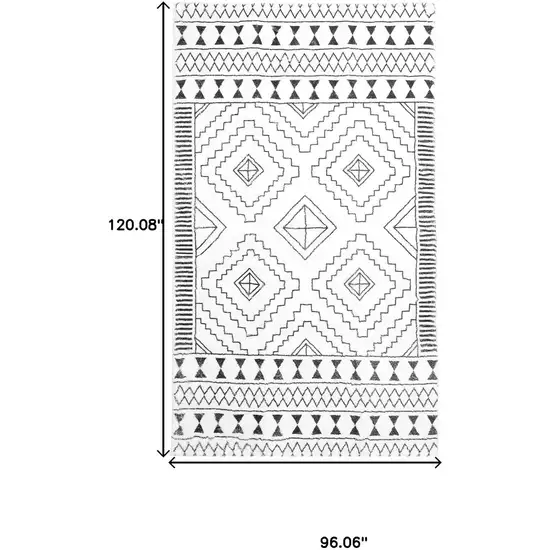 Black And Off White Geometric Area Rug Photo 3