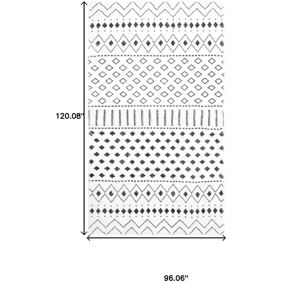 Black And Off White Geometric Area Rug Photo 3