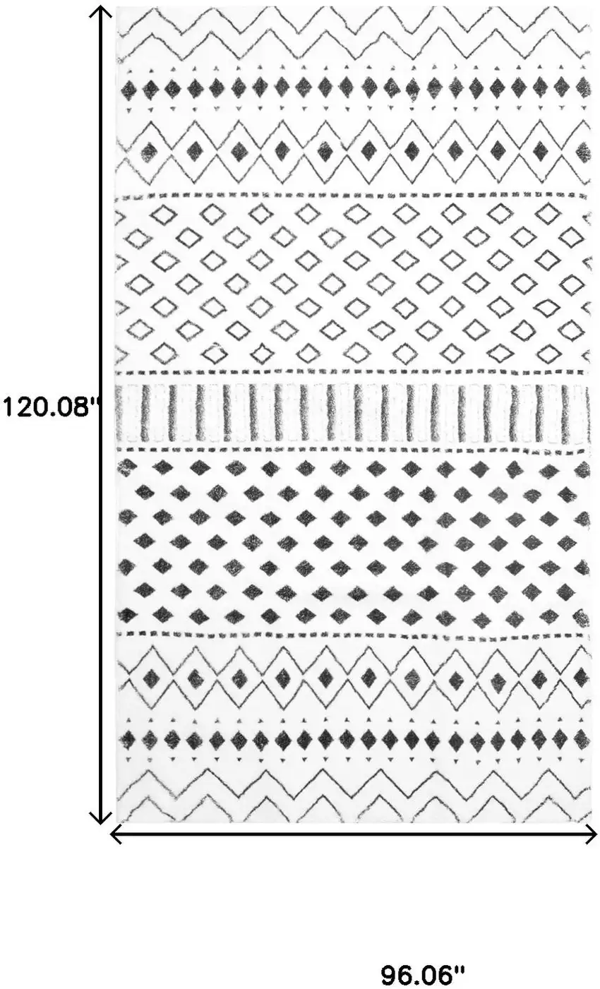 Black And Off White Geometric Area Rug Photo 3