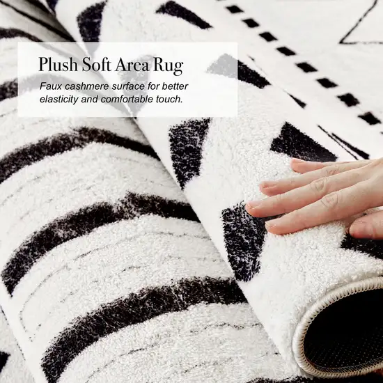 Black And Off White Geometric Area Rug Photo 9