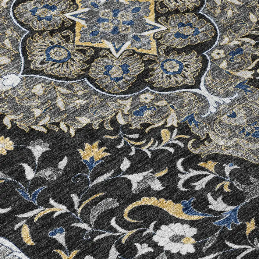 Black And Orange Medallion Washable Indoor Outdoor Area Rug Photo 6