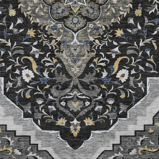 Black And Orange Medallion Washable Indoor Outdoor Area Rug Photo 4