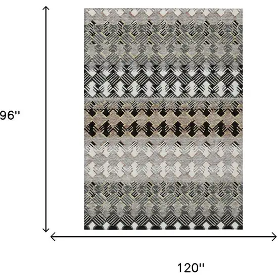 Black And Pewter Striped Washable Indoor Outdoor Area Rug Photo 5