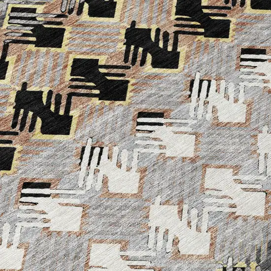 Black And Pewter Striped Washable Indoor Outdoor Area Rug Photo 4
