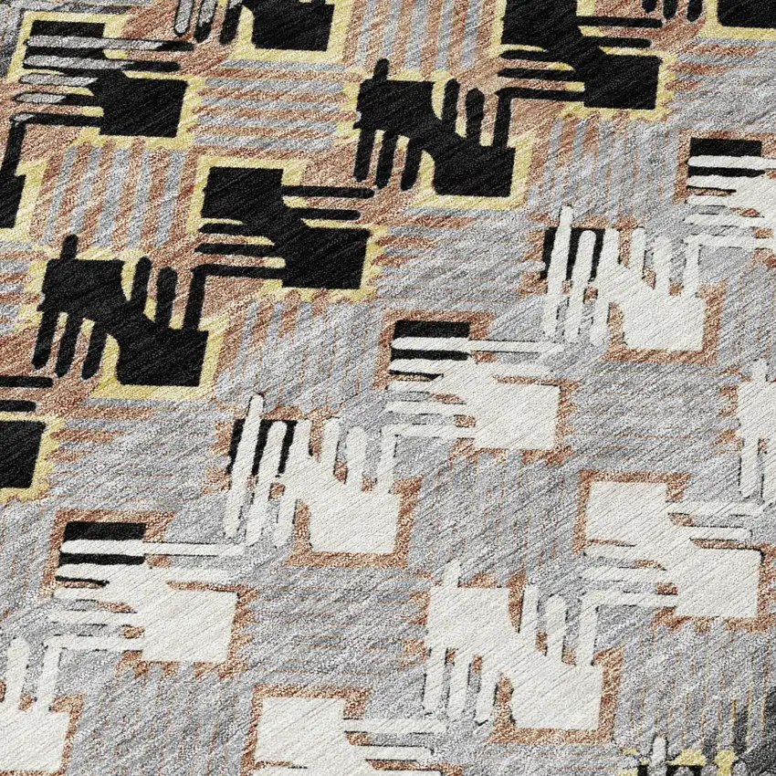 Black And Pewter Striped Washable Indoor Outdoor Area Rug Photo 4