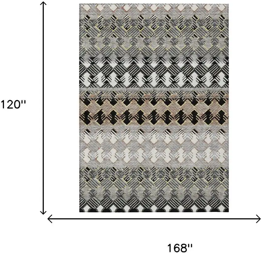Black And Pewter Striped Washable Indoor Outdoor Area Rug Photo 5