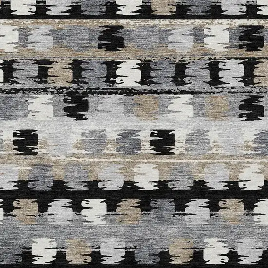 Black And Purple Abstract Washable Indoor Outdoor Area Rug Photo 3