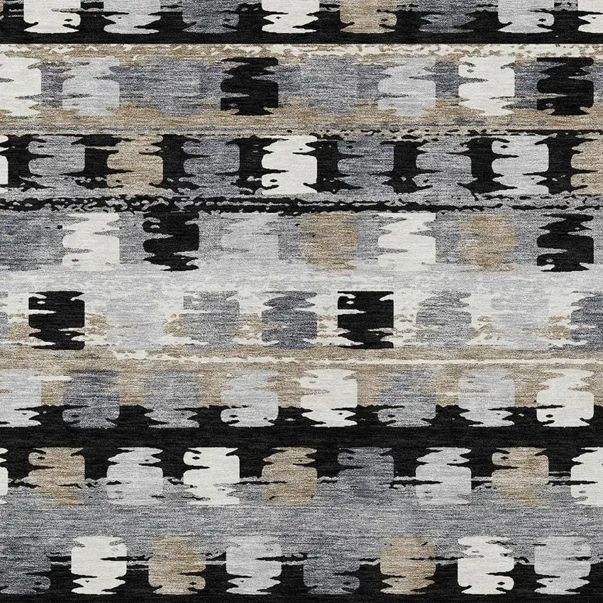 Black And Purple Abstract Washable Indoor Outdoor Area Rug Photo 3