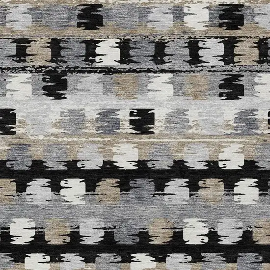 Black And Purple Abstract Washable Indoor Outdoor Area Rug Photo 5