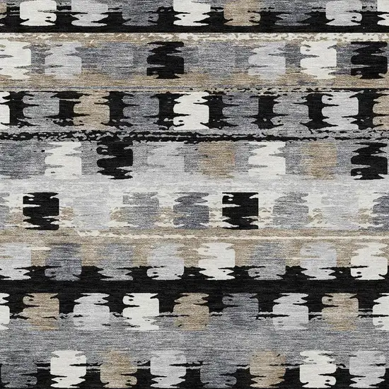 Black And Purple Abstract Washable Indoor Outdoor Area Rug Photo 3