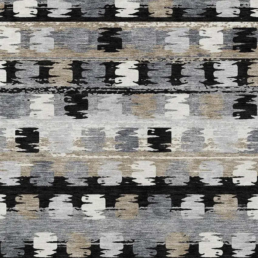 Black And Purple Abstract Washable Indoor Outdoor Area Rug Photo 3