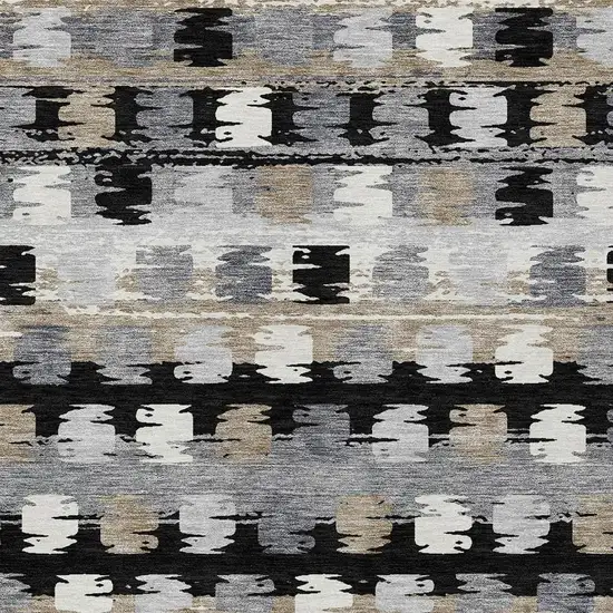 Black And Purple Abstract Washable Indoor Outdoor Area Rug Photo 5