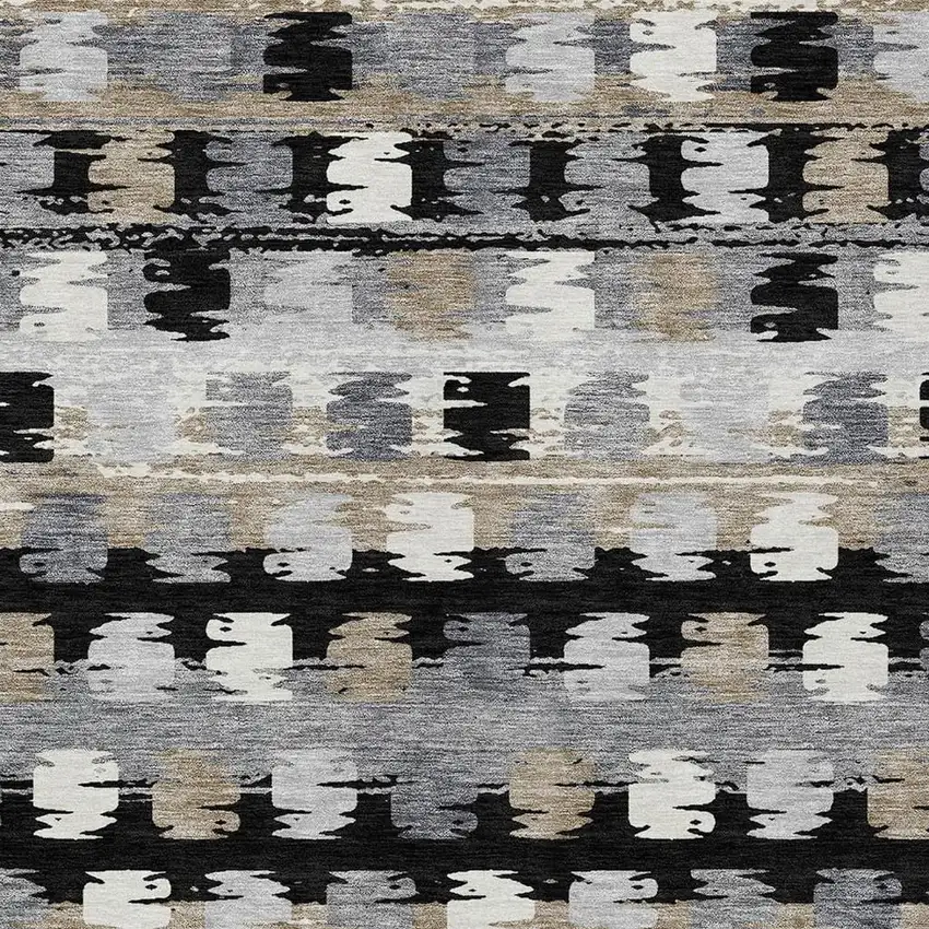 Black And Purple Abstract Washable Indoor Outdoor Area Rug Photo 5