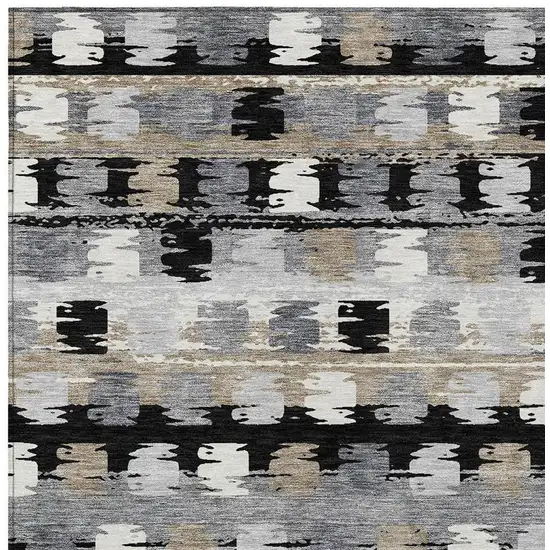 Black And Purple Abstract Washable Indoor Outdoor Area Rug Photo 5