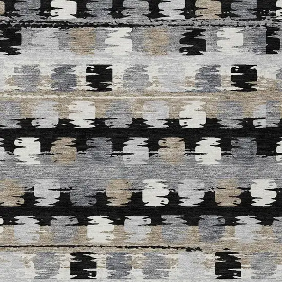 Black And Purple Abstract Washable Indoor Outdoor Area Rug Photo 4