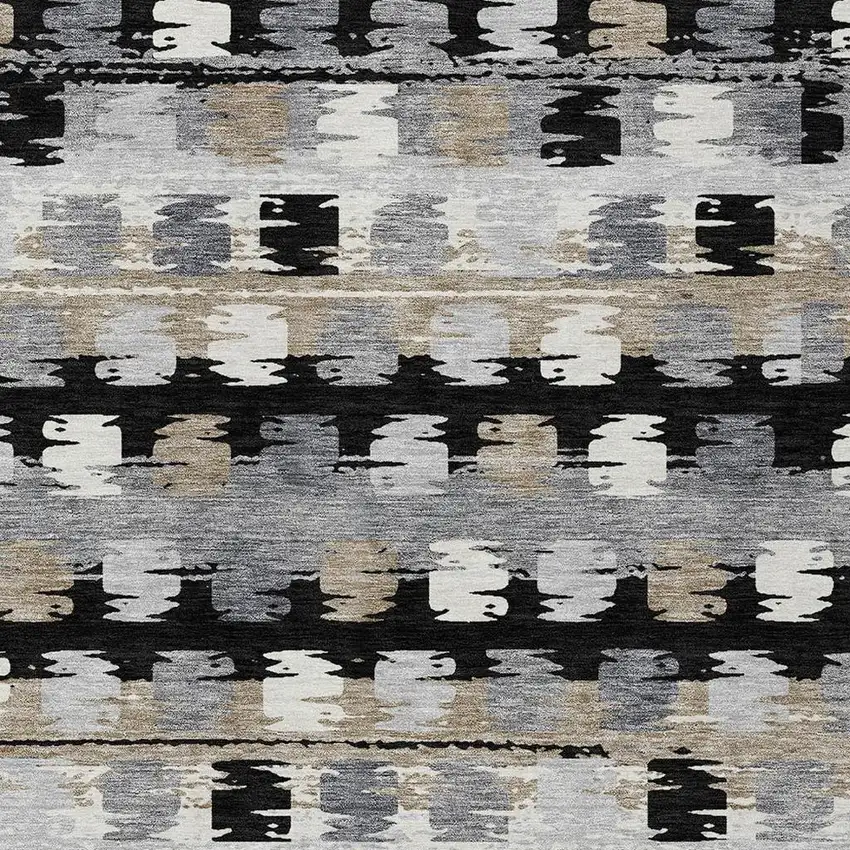 Black And Purple Abstract Washable Indoor Outdoor Area Rug Photo 4