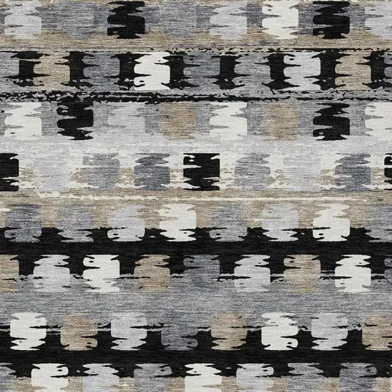 Black And Purple Abstract Washable Indoor Outdoor Area Rug Photo 5